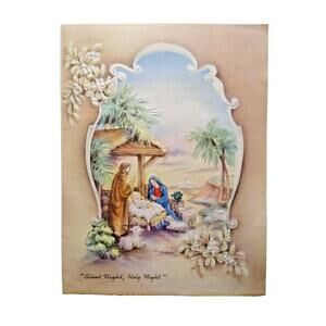 Religious Christmas Greeting Card 1945 Silent Night Holy Night Baby Jesus Sleep